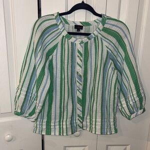 Talbots Green and Blue Striped Blouse